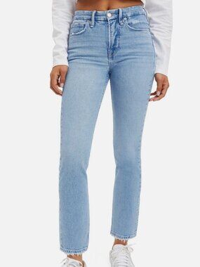 GOOD AMERICAN Womens' Blue Good Straight Flare Jeans Pants Size 2